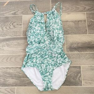 Marilyn Monroe Swim One Piece Cutout Swimsuit Island Floral Tropical Print